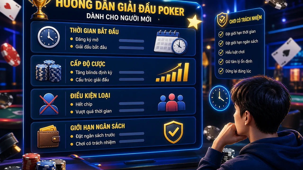 Từ bàn đầu tiên đến vòng cuối: luật chơi poker giải đấu 13win cho người mới bắt đầu